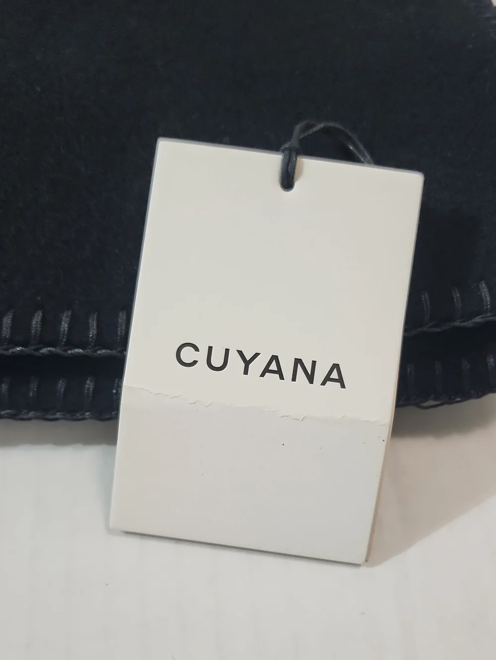 Cuyana Google Wool Soft Scarf Black 100% Recycled Wool Logo NWT
